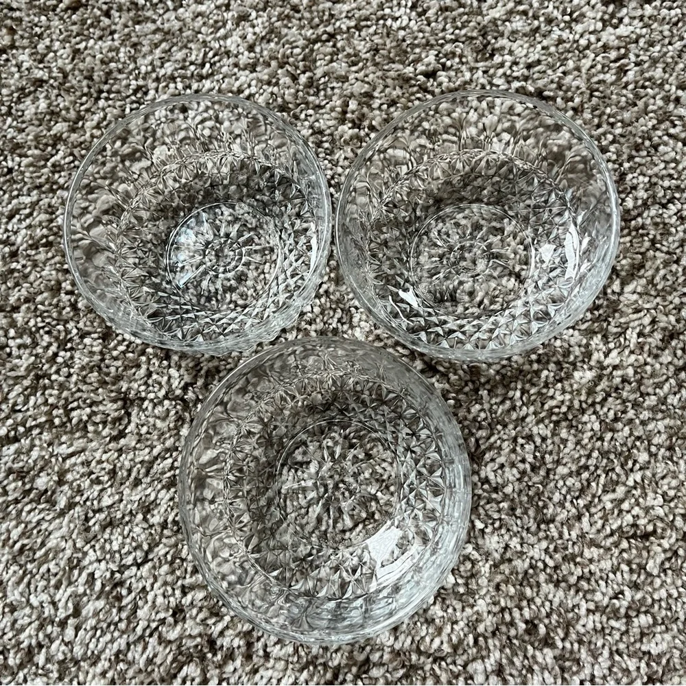 3 Vintage Arcoroc France Crystal Glass Bowls - Picture 2 of 5